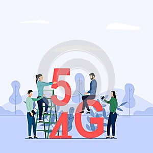 5G network wireless system wifi connection, high-speed mobile Internet. using modern digital devices, business concept vecto