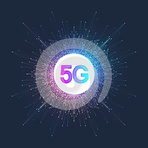 5G network wireless systems and internet vector illustration. Communication network. Business concept banner. Artificial