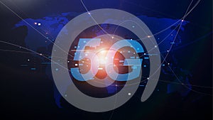 5G new generation networks, High-speed mobile Internet. Abstract world map with network and telecommunication on earth