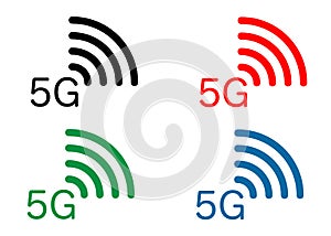 5G new wireless internet wifi connection - set icons 5 g new generation mobile network icon, vector isolated or white background