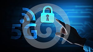5G password lock internet security 3D ilustration