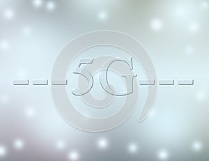 5G signal transmission technology, network internet mobile wireless - text on blue background