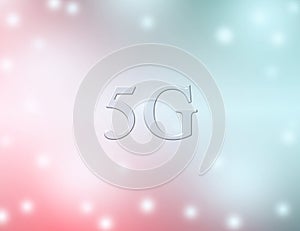 5G signal transmission technology, network internet mobile wireless - text on blue and pink background