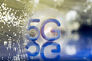 5G signs with Fiber optics background