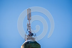 5G smart mobile telephone radio network antenna on the tower