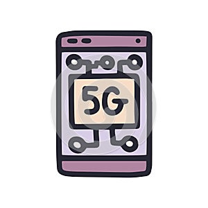 5g smartphone color vector doodle simple icon