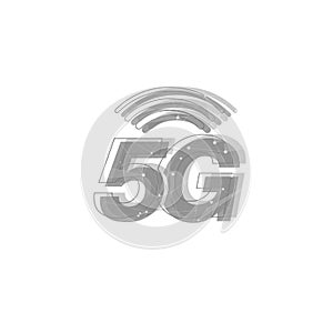 5G symbol new wireless internet wifi connection. Fifth innovative generation of the global high speed Internet network using