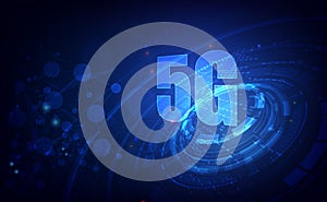 5G technology background. Digital data as digits connected each other and form symbol 5G New generation internet . vector