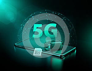 5G technology benefits in your smart devices and wearables. Future of fast data transfers. 3d rendering