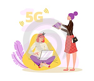 5g technology for communication and business in network internet.