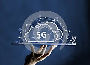 5G Technology networks Internet connecting wireless devices around the world. 5G technology is essential to businesses in the