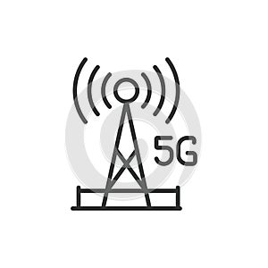 5G Tower icon line design. 5g, tower, icon, mobile, wireless, technology vector illustration. 5G Tower editable stroke