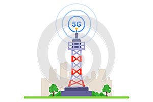 5G tower on a white background.