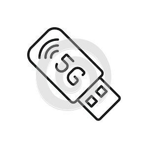 5G USB Adapter icon line design. 5G, USB, Adapter, Icon, Mobile, Wireless, Technology vector illustration. 5G USB