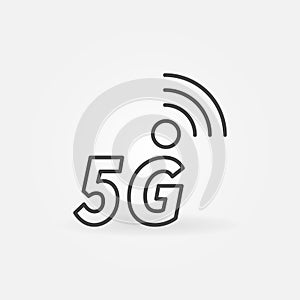 5G vector outline icon - cellular network technology symbol