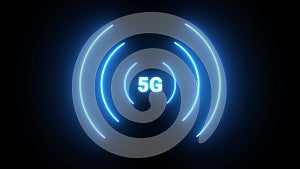 5G wave signal 5G neon animated blue neon wave 5G signal 4k looping