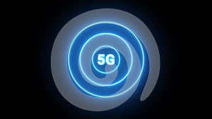 5G wave signal 5G neon animated blue neon wave 5G signal 4k looping