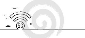 5g wi-fi technology line icon. Wifi wireless network sign. Minimal line pattern banner. Vector