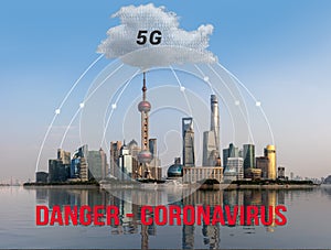 5G wireless controversy as cause of coronavirus over Shanghai skyline