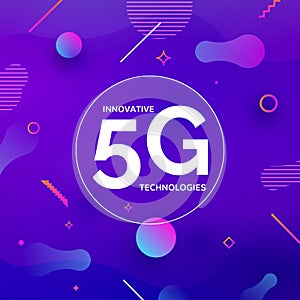 5G wireless internet connection network background. High speed 5g data communication mobile phone concept