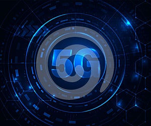 5G wireless internet wifi connection. Fifth innovative generation of the global high speed broadband network. Binary