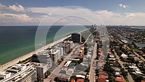 5k aerial pull out shot Champlain Towers Miami Beach FL