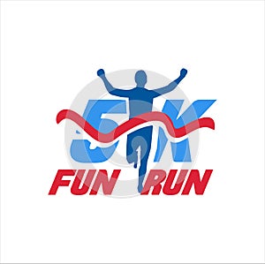 5K Run Logo Design vector Stock symbol .Running logo sport concept