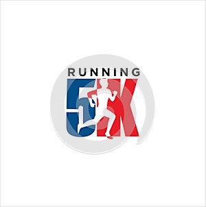5K Run Logo Design vector Stock symbol . Running logo sport concept . running marathon Logo Design Template .
