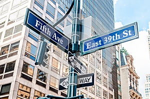 5th Avenue Ave Sign, New York NYC