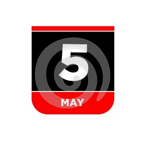 5th May calendar Vector page. 5 may day icon