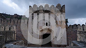 5th Sep 21, Golkonda fort, Hyderabad, India. Tourists at Bala Hissar Gate or Darwaza, the main entrance to Golconda fort.