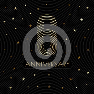 6 anniversary emblem. Celebration label. Vector dark color illustration