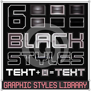 6 Black Glossy Vector Graphic Styles