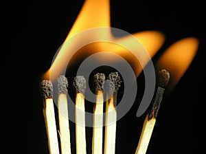 6 burning matches