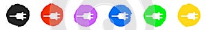 6 Charger icons on colorful drawn Buttons
