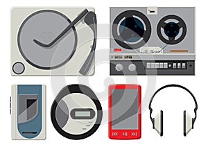 6 colourful vector music players