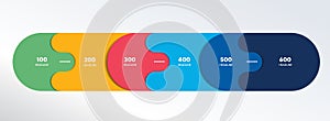 6 elements scheme, diagram. Six connected circles. Infographic template