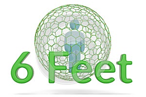 6 Feet Social distance concept, 3D rendering. 3D illustration