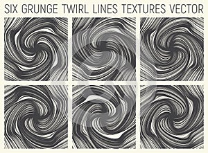 6 Grunge Twirl Lines Textures Vector