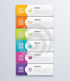 6 infographic tab index banner design vector and marketing