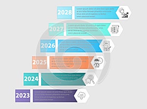 6 options modern timeline infographic template