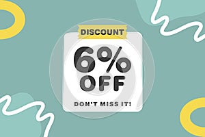 6 percent Sale and discount labels. price off tag icon flat design