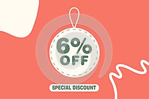 6 percent Sale and discount labels. price off tag icon flat design