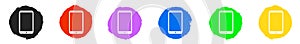 6 Phone icons on colorful drawn Buttons