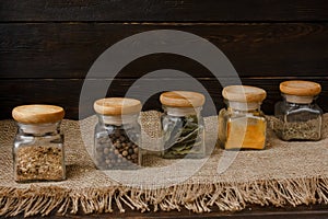 6 pieces set of glass jar spices.