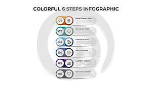 6 points of steps, infographic element template vector, list layout diagram