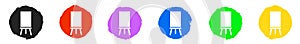 6 Presentation icons on colorful drawn Buttons