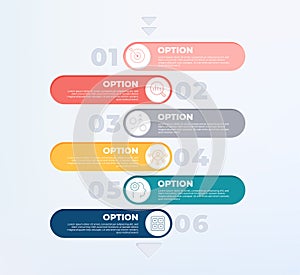 6 process step infographic template. 6 step diagram business line