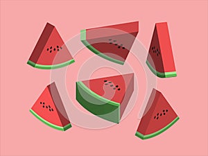 6 shapes of watermelon slices