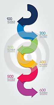 6 step arrow diagram, scheme, infographic